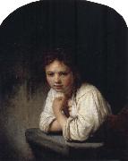 REMBRANDT Harmenszoon van Rijn Girl Leaning on a Window Sill Spain oil painting artist